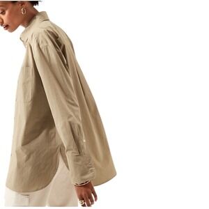 Banana Republic Women's XL Tan Beige Cotton Oversized Button Up Shirt
